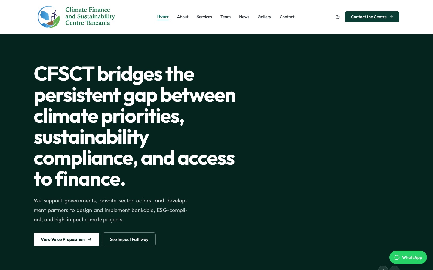 The Climate Finance and Sustainability Centre Tanzania website